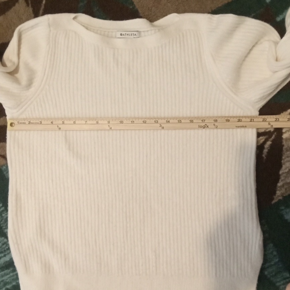 Athleta Cream Crew Neck Sweater Soft Knit Minimalist Design Merino Size Large - Picture 8 of 10